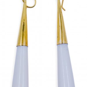 White Cow Bone and Brass Cone Earring
