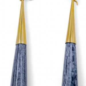 Grey Bone and Brass Cone Earring