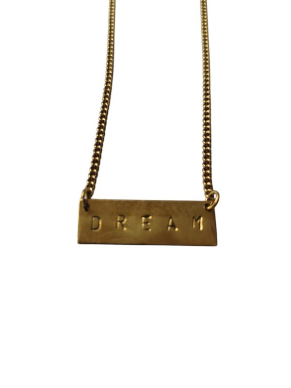 handcrafted brass necklace with DREAM hand stamped on
