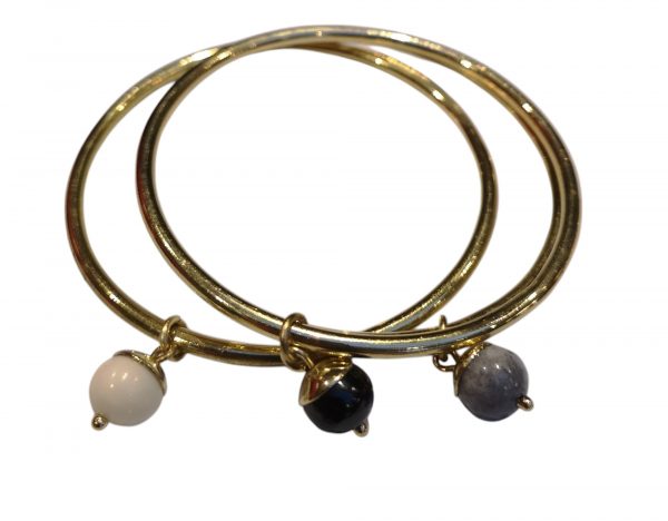 Handcrafted brass bracelet with bone dangle bead