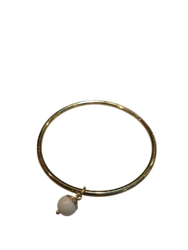 brass bangle handcrafted with small bone dangle bead