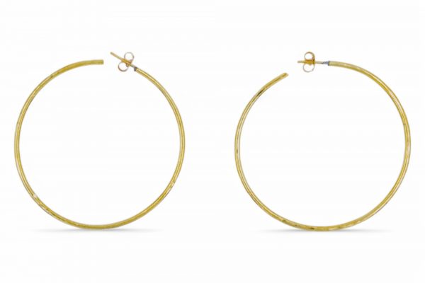 Large Hammered Brass Hoop earring
