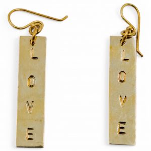 LOVE STAMPED BRASS EARRING