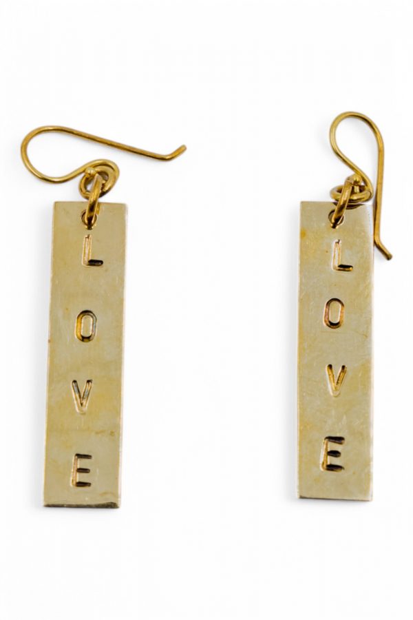 LOVE STAMPED BRASS EARRING