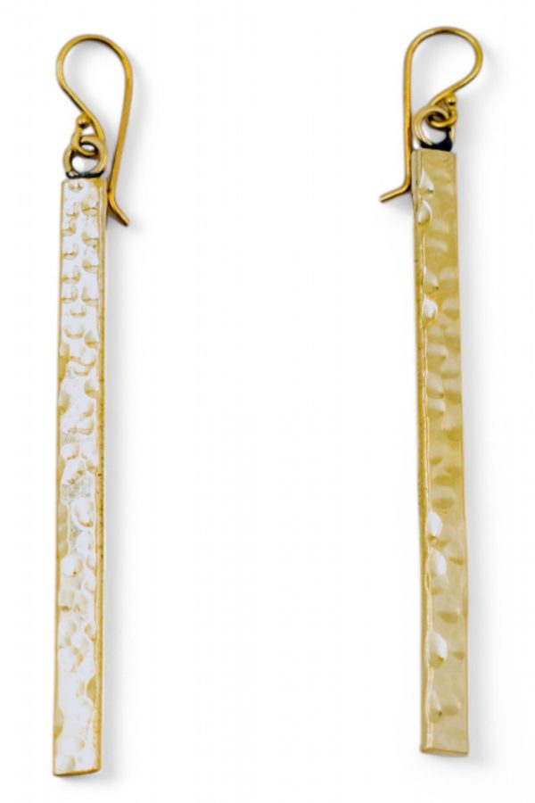 Hammered Flat Drop Earrings - Image 3