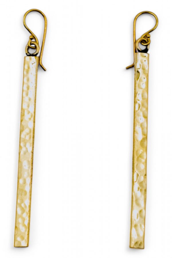 Hammered Flat Drop Earrings - Image 4