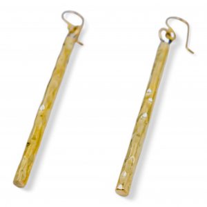 Hammered Tube Brass Earrings