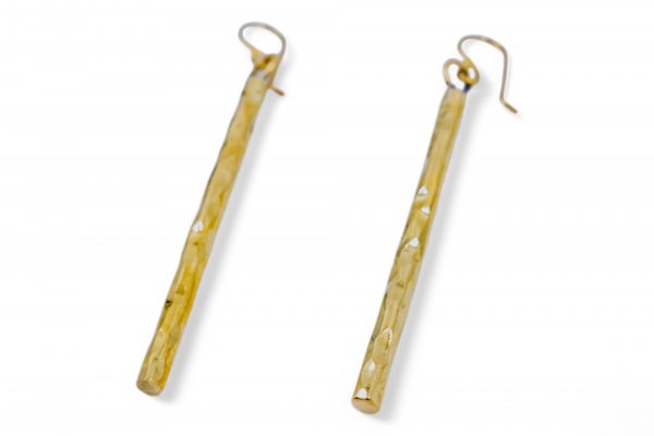 Hammered Tube Brass Earrings
