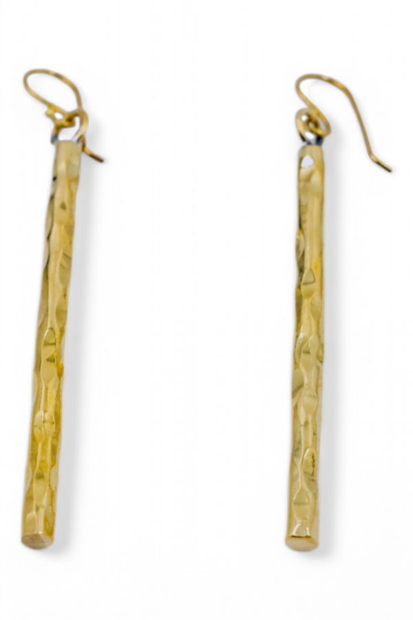 Hammered Tube Brass Earrings - Image 5