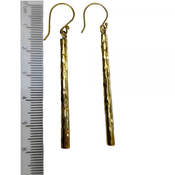 Hammered Tube Brass Earrings - Image 4