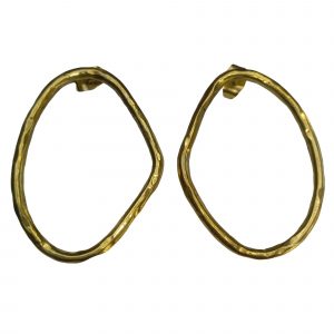 Irregular Oval shape brass earrings, handcrafted in Kenya