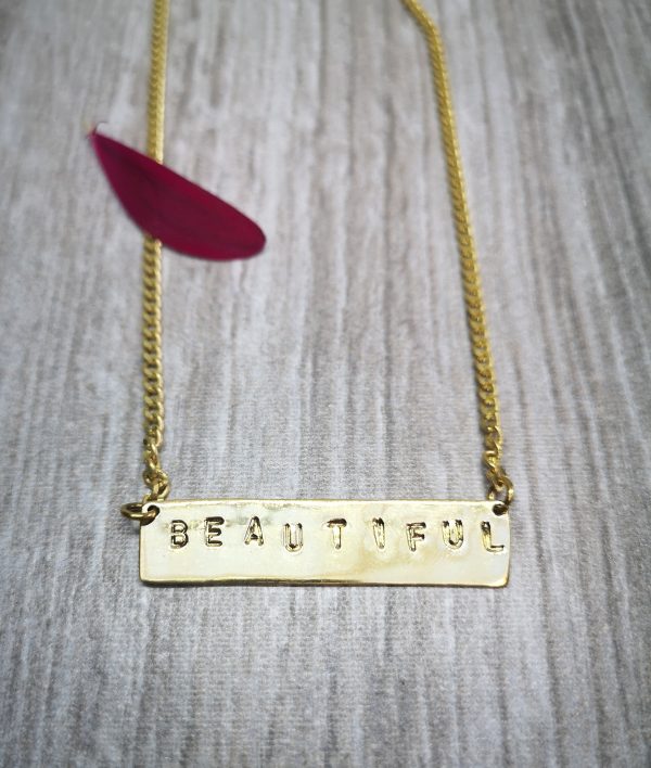 Handcrafted brass necklace with BEAUTIFUL stamped