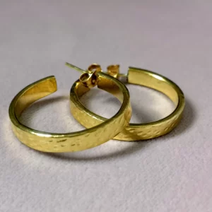 Handcrafted Hammered Brass Hoop Earrings