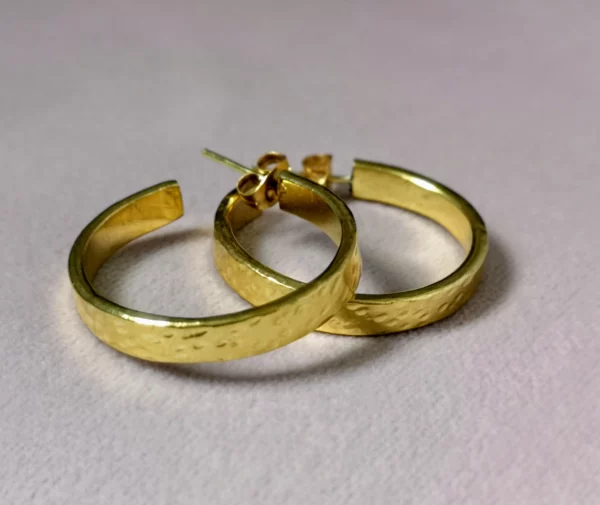 Handcrafted Hammered Brass Hoop Earrings