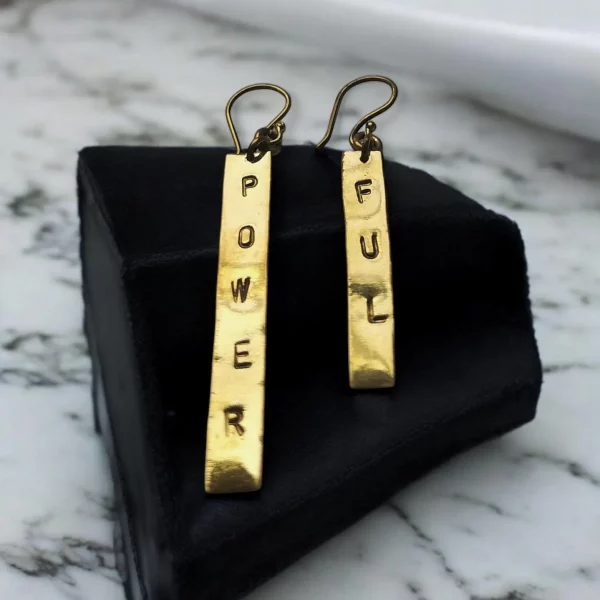POWERFUL Brass Stamped Earring - Image 2